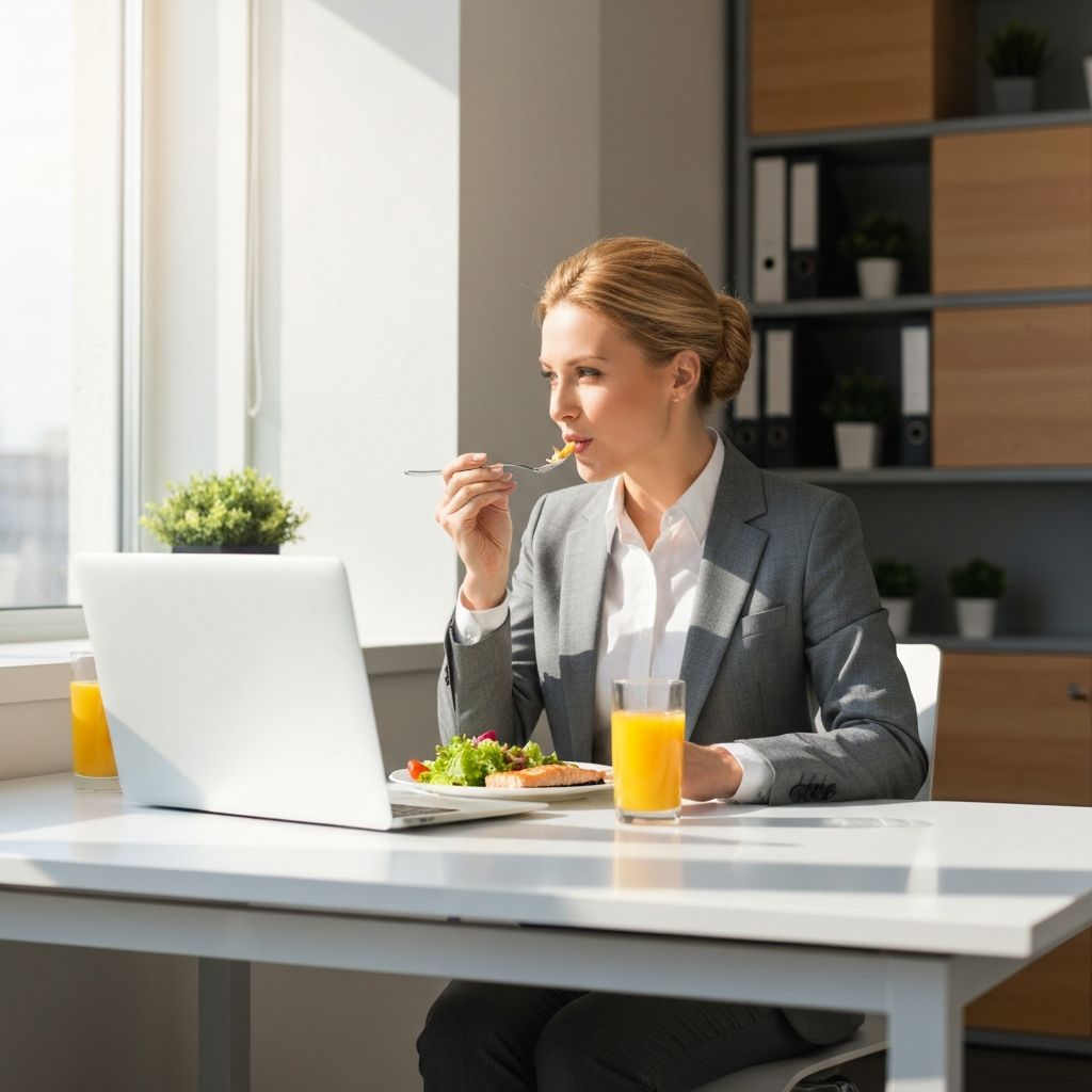 Professional organizing lunch at work